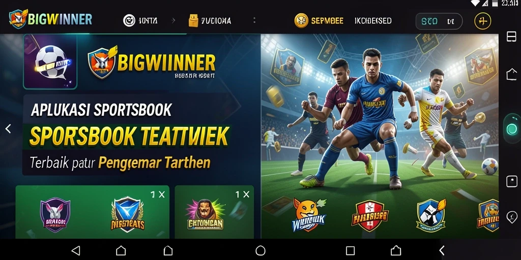 Tangkapan layar permainan BIGWINNER yang menampilkan pilihan taruhan olahraga.