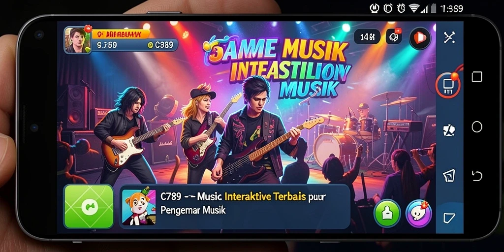 Screenshot gameplay C789 dengan musik interaktif yang menyenangkan.
