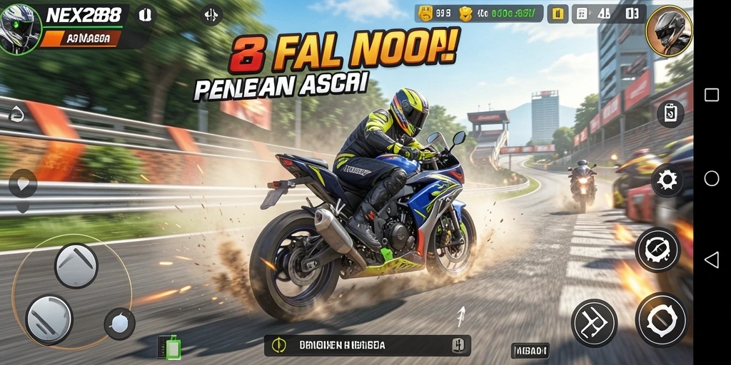 Tampilan balapan seru di NEX288 dengan motor cepat.