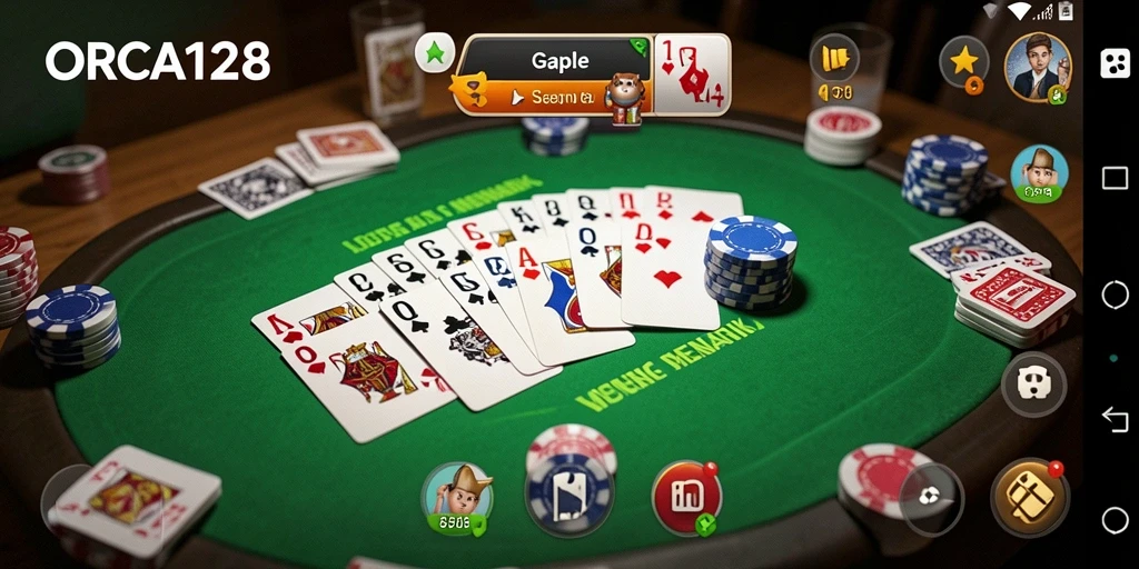 Tampilan gameplay seru dalam permainan Gaple ORCA128.