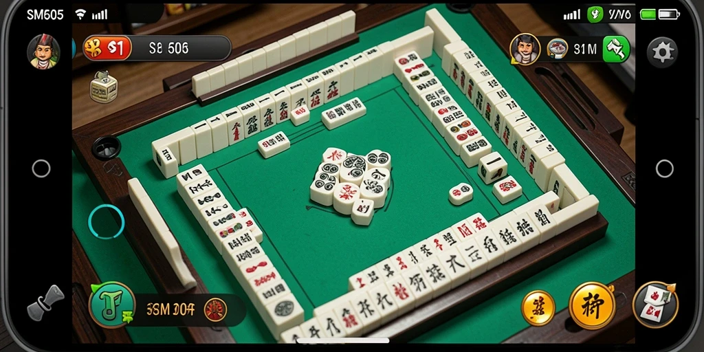 Tampilan menarik dari gameplay SM605 yang menampilkan Mahjong.