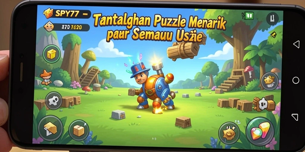 Tampilan gameplay SPY77 dengan teka-teki yang penuh warna dan menarik.