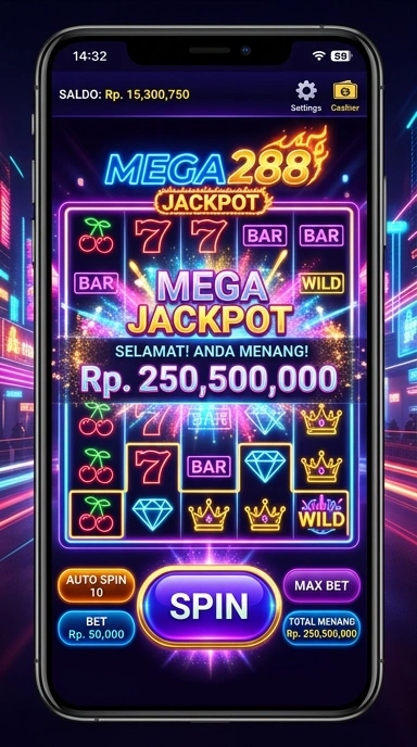 Tampilan utama aplikasi mega288 dengan semua kategori terdaftar.